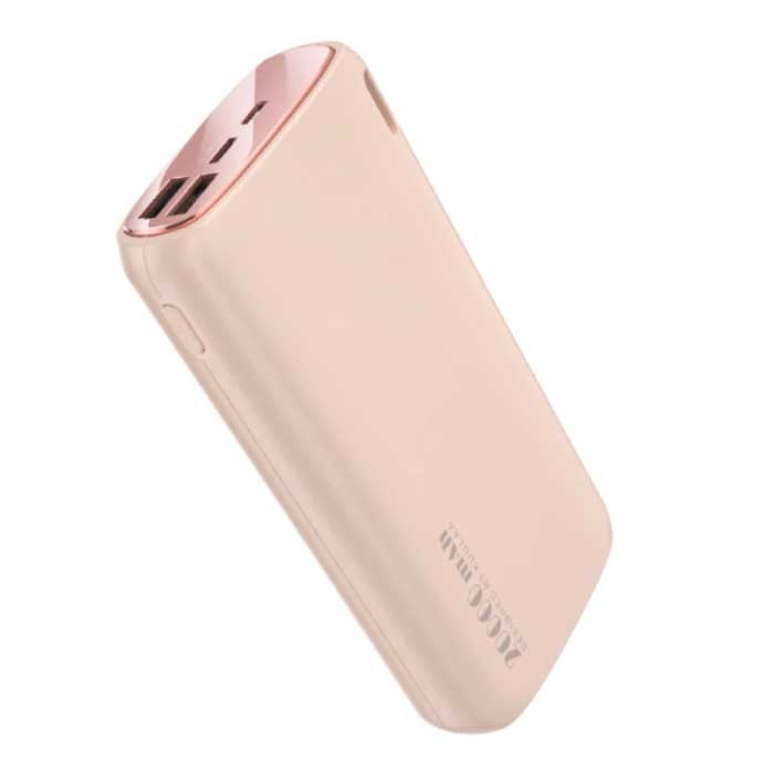 Powerbank 20.000mAh - 2.1A with 2 USB Ports - External Emergency Battery Battery Charger Charger Pink