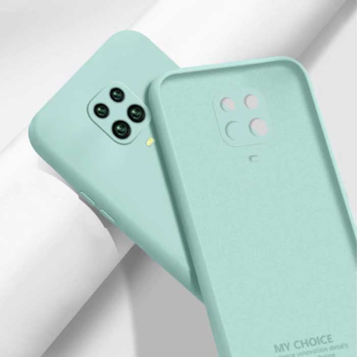 Xiaomi Redmi Note 9 Carré Silicone Case - Soft Matte Case Liquid Cover Light Green