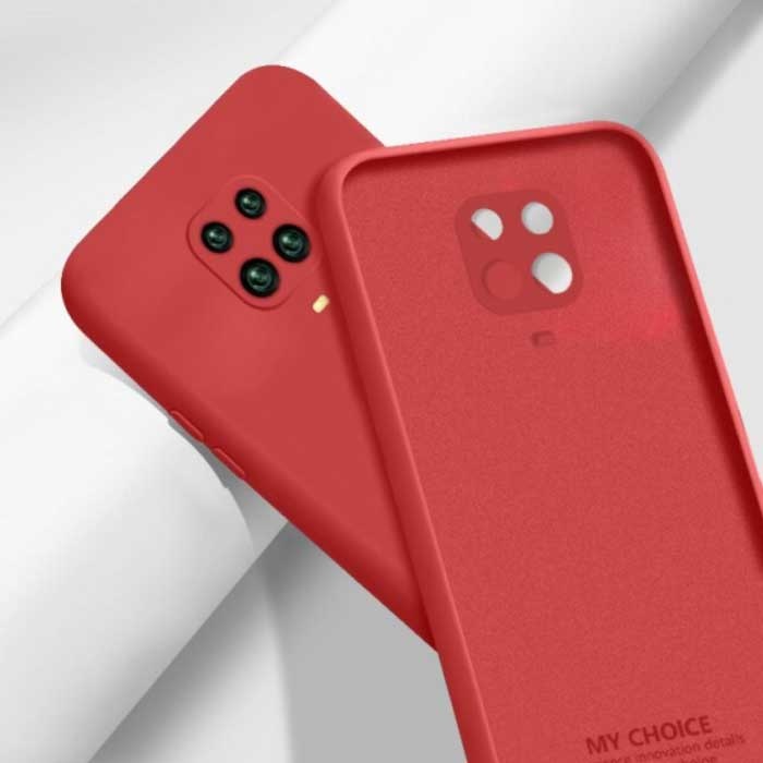 Kwadratowe silikonowe etui Xiaomi Redmi 9 - miękkie matowe etui Liquid Cover Red