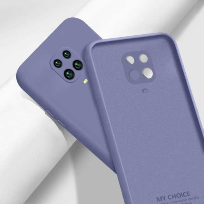 My choice Xiaomi Redmi Note 9S Square Silicone Hoesje - Zachte Matte Case Liquid Cover Donkerpaars