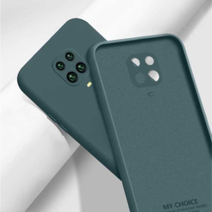 Xiaomi Poco X3 Pro NFC Square Silicone Hoesje - Zachte Matte Case Liquid Cover Donkergroen