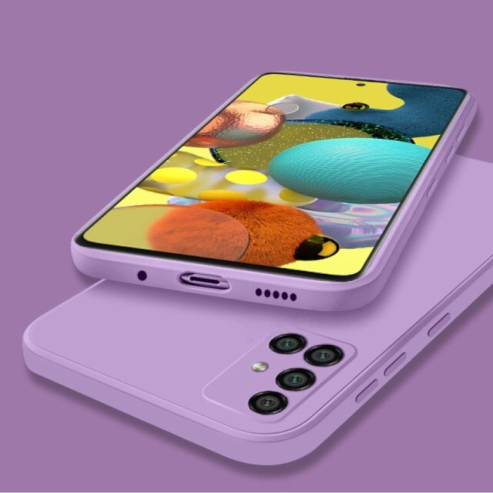 My choice Samsung Galaxy A72 Square Silicone Case - Soft Matte Case Liquid Cover Purple