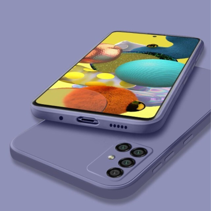 Custodia quadrata in silicone per Samsung Galaxy S20 - Custodia morbida opaca per Liquid Cover viola scuro