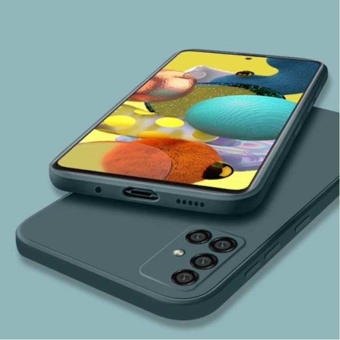 Kwadratowe silikonowe etui do Samsung Galaxy S10 - miękkie, matowe etui, płynne etui, ciemnozielone