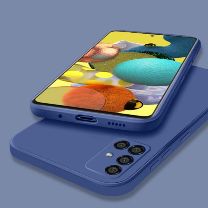 Samsung Galaxy S8 Plus Square Silicone Case - Soft Matte Case Liquid Cover Blue