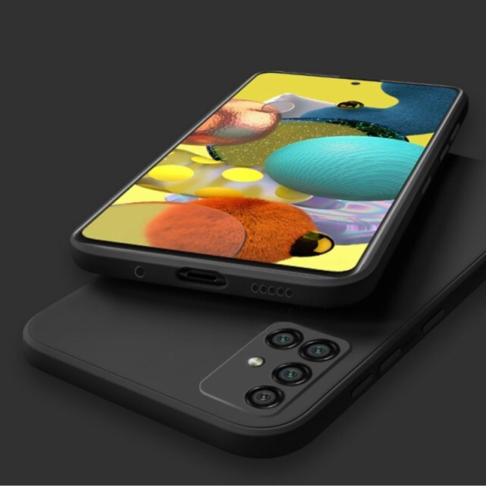 Custodia quadrata in silicone per Samsung Galaxy A71 - Cover liquida morbida opaca nera