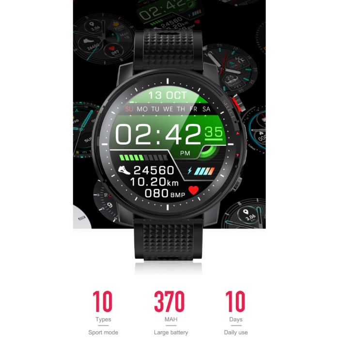 Melanda Sport Smartwatch avec moniteur de fréquence cardiaque - Fitness Sport Activity Tracker Bracelet en silicone Montre iOS Android Noir