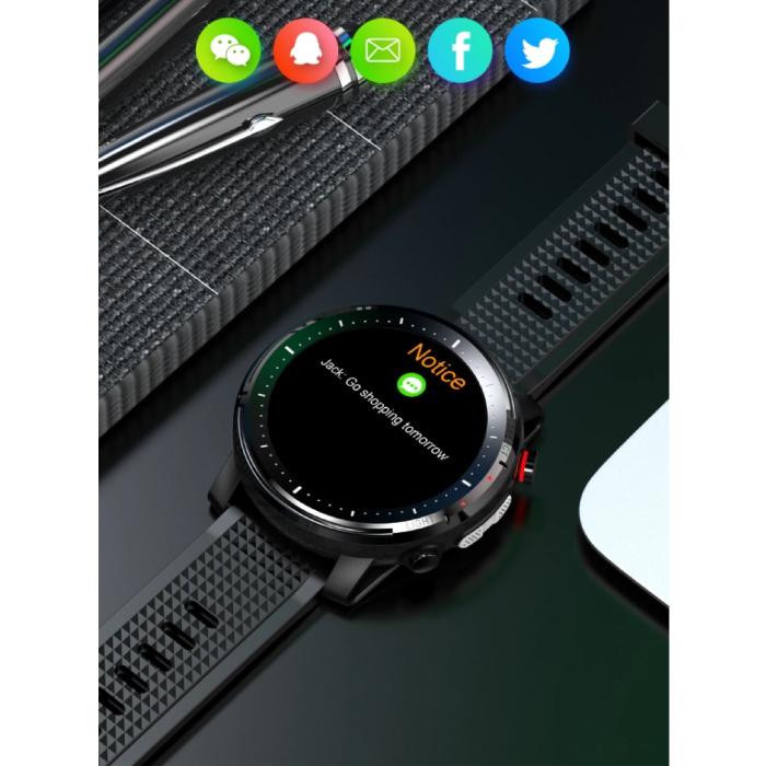 Melanda Sport Smartwatch avec moniteur de fréquence cardiaque - Fitness Sport Activity Tracker Bracelet en silicone Montre iOS Android Noir