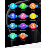 Melanda Sport Smartwatch avec moniteur de fréquence cardiaque - Fitness Sport Activity Tracker Bracelet en silicone Montre iOS Android Noir