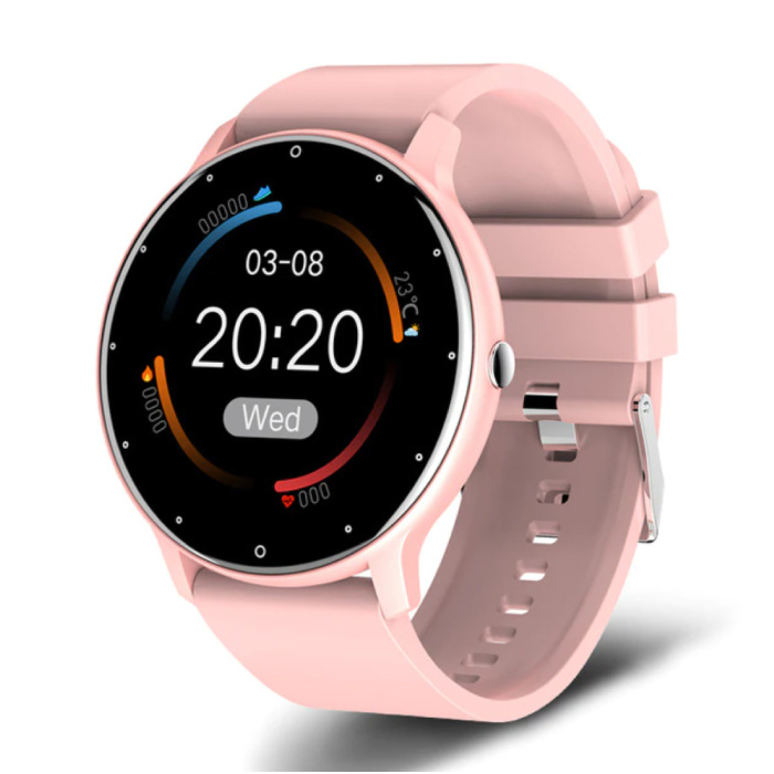 2021 Smartwatch con cardiofrequenzimetro - Fitness Sport Activity Tracker Cinturino in silicone Orologio iOS Android Rosa
