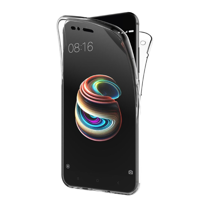 Carcasa 360 ° de cuerpo completo para Xiaomi Mi A1 - Carcasa de silicona TPU transparente de protección completa + Protector de pantalla PET