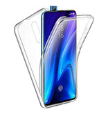 Luxddy Carcasa 360 ° de cuerpo completo para Xiaomi Mi 9T - Carcasa de silicona TPU transparente + Protector de pantalla PET