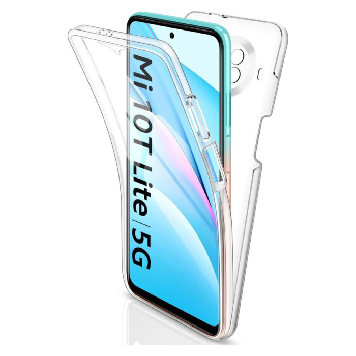 Custodia a 360° per Xiaomi Mi 10T Lite Full Body - Custodia in silicone TPU trasparente a protezione totale + Pellicola salvaschermo in PET