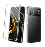 Luxddy Custodia a 360° per Xiaomi Poco M3 Full Body - Custodia in silicone TPU trasparente a protezione totale + Pellicola salvaschermo in PET