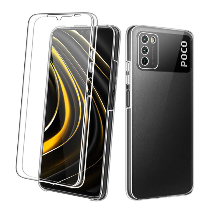 Xiaomi Poco M3 Full Body 360 ° Case - Pełna ochrona Przezroczysty silikonowy futerał TPU + folia ochronna na ekran PET