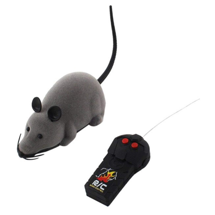 Sterowana mysz RC z pilotem - zabawka szczur robot szary
