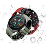 PrettyLittle MT-3 Smartwatch z głośnikiem i pulsometrem - Fitness Sport Activity Tracker Zegarek na pasku z żelem krzemionkowym iOS Android Czerwony