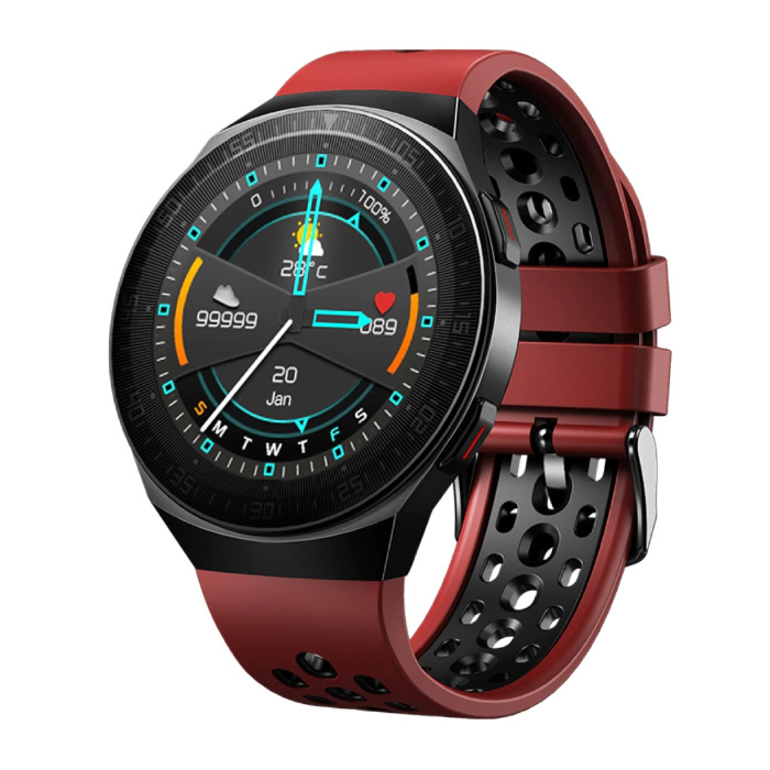 MT-3 Smartwatch con altavoz y monitor de frecuencia cardíaca - Fitness Sport Activity Tracker Reloj con correa de gel de sílice iOS Android Red