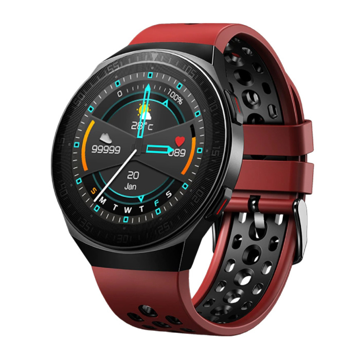 MT-3 Smartwatch con altoparlante e cardiofrequenzimetro - Fitness Sport Activity Tracker Orologio con cinturino in gel di silice iOS Android Rosso