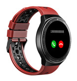 PrettyLittle Montre intelligente MT-3 avec haut-parleur et moniteur de fréquence cardiaque - Montre de suivi d'activité sportive et de fitness avec bracelet en gel de silice iOS Android Rouge