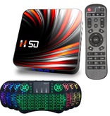 TOPSION Odtwarzacz multimedialny H50 TV Box z bezprzewodową klawiaturą RGB - Android 10 - 4K - Kodi - 2GB RAM - 16GB Storage