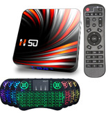 TOPSION H50 TV Box Media Player con teclado RGB inalámbrico - Android 10 - 4K - Kodi - 4GB RAM - 64GB Storage