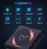 Vontar Lecteur multimédia Z5 TV Box Android 10.0 Kodi - 4K - 4 Go de RAM - 32 Go de stockage