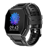 PrettyLittle Montre intelligente S9 avec câble de charge magnétique - Montre de suivi d'activité sportive et de fitness avec bracelet en gel de silice iOS Android Noir