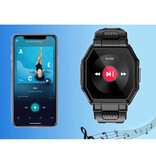 PrettyLittle Montre intelligente S9 avec câble de charge magnétique - Montre de suivi d'activité sportive et de fitness avec bracelet en gel de silice iOS Android Noir