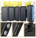 LEIK 26800mAh Draagbare Solar Powerbank 4 Zonnepanelen - Flexibele Zonne-energie Batterij Oplader 7.5W Zon Zwart