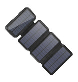 LEIK 26800mAh Portable Solar Power Bank 4 Solar Panels - Flexible Solar Energy Battery Charger 7.5W Sun Black