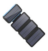 LEIK 26800mAh Draagbare Solar Powerbank 4 Zonnepanelen - Flexibele Zonne-energie Batterij Oplader 7.5W Zon Blauw