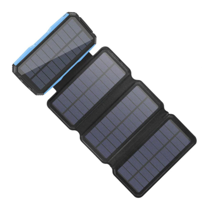 Solar Powerbank 26800mAh Met 4 Zonnepanelen - Waterdicht Met Zaklamp, USB-C Snelladen En 3 Kabels