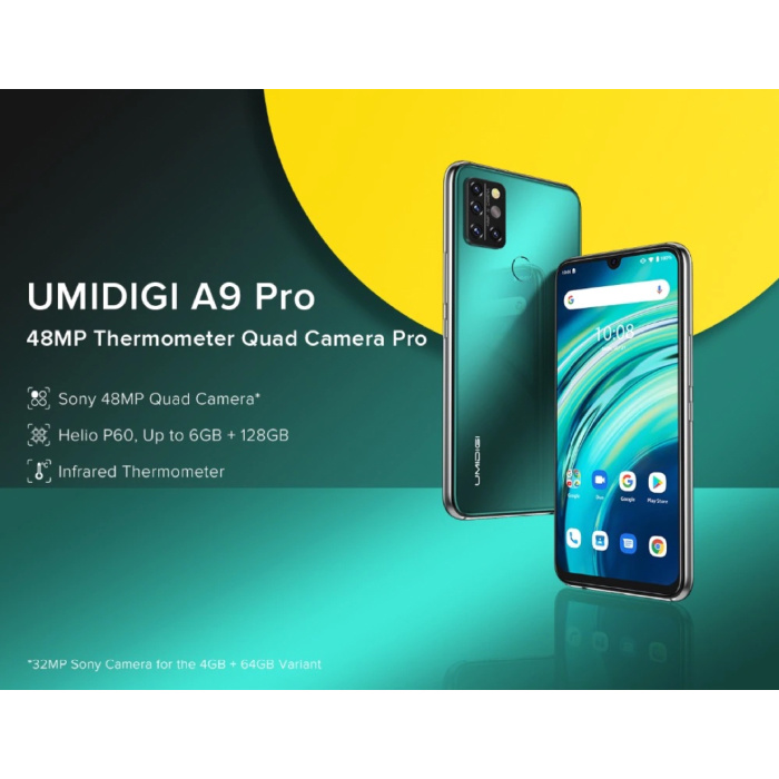 UMIDIGI A9S Pro Smartphone Onyx Schwarz - Unlocked SIM Free - 8 GB RAM - 128 GB Speicher - 48MP Quad-Kamera - 4150mAh Akku - Neuzustand - 3 Jahre Garantie