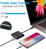 Besiuni Hub USB-C 3 en 1 - Compatible avec Macbook Pro / Air - USB 3.0 / Type C PD / HDMI - Séparateur de transfert de puissance de transfert de données Noir