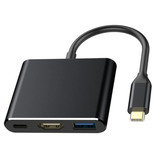 Besiuni Concentrador USB-C 3 en 1 - Compatible con Macbook Pro / Air - USB 3.0 / Tipo C PD / HDMI - Divisor de suministro de energía para transferencia de datos Negro