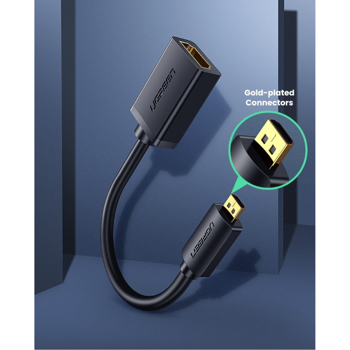 UGREEN Przejściówka Micro-HDMI na HDMI - 4K 60Hz High Speed 22cm Czarny