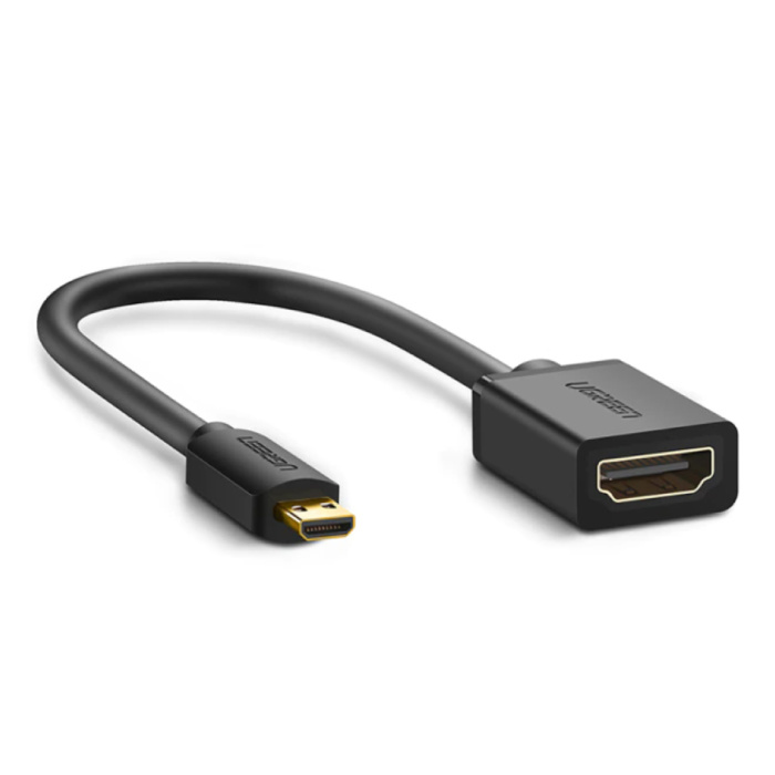 Cable adaptador convertidor micro HDMI a HDMI de 19 pines - 4K 60Hz Alta velocidad 22cm Negro