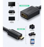 UGREEN Câble Adaptateur Convertisseur Micro-HDMI vers HDMI - 4K 60Hz Haute Vitesse 22cm Noir