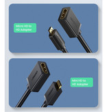 UGREEN Câble adaptateur convertisseur mini HDMI vers HDMI 19 broches - 4K 60Hz haute vitesse 22cm noir