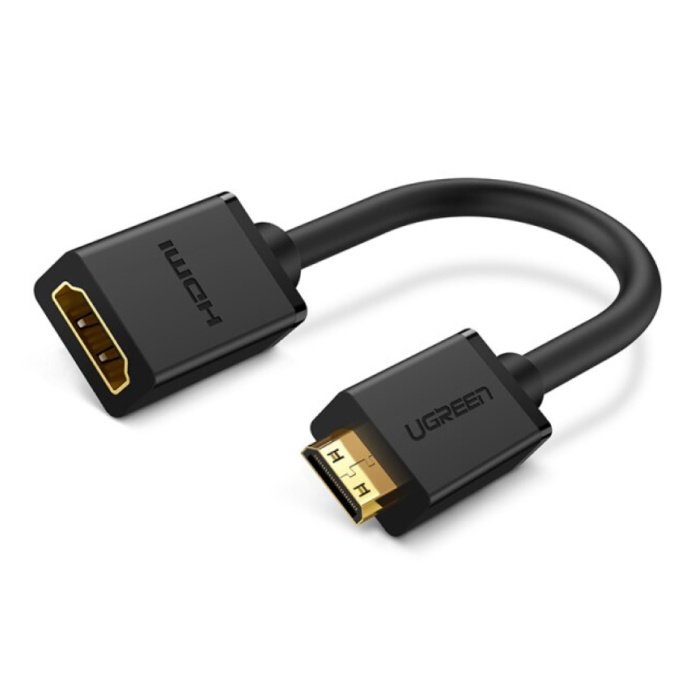 Cable adaptador convertidor Mini HDMI a HDMI de 19 pines - 4K 60Hz Alta velocidad 22cm Negro