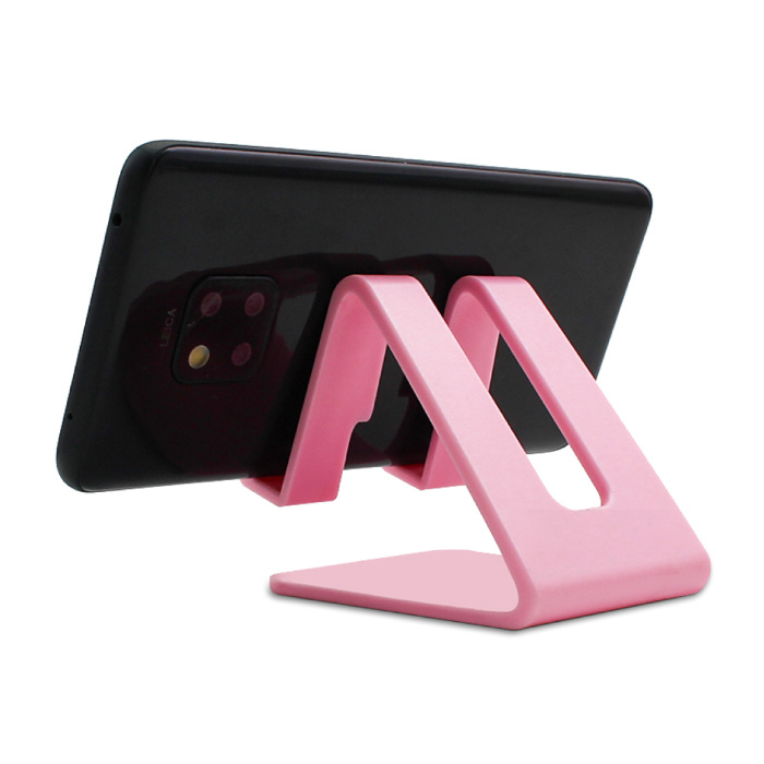 Universele Telefoonhouder Bureau Standaard - Opening voor Oplader - Videobellen Smartphone Holder Desk Stand Roze