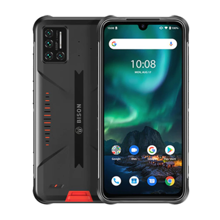 Smartphone Bison Lava Orange - Impermeabile IP69K per esterni - Sbloccato Senza SIM - 6 GB di RAM - 128 GB di memoria - Fotocamera quadrupla da 48 MP - Batteria da 5000 mAh - Nuovo stato - 3 anni di garanzia