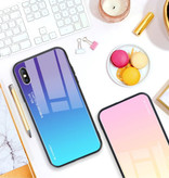 Stuff Certified® Xiaomi Redmi Note 8 Pro Gradient Case - TPU and 9H Glass - Shockproof Glossy Case Cover Cas Blue