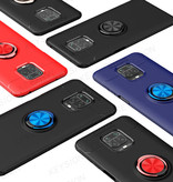 Keysion Funda Xiaomi Mi Note 10 Pro con anillo de metal - Funda de funda a prueba de golpes con enfoque automático Cas TPU Negro-Rojo + Pata de cabra