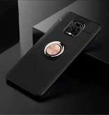 Keysion Xiaomi Poco F2 Pro Case mit Metallring - Auto Focus Shockproof Case Cover Cas TPU Schwarz-Gold + Ständer