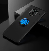 Keysion Custodia Xiaomi Redmi Note 7 con anello in metallo - Custodia antiurto con messa a fuoco automatica Custodia TPU nero-blu + cavalletto