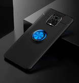 Keysion Xiaomi Mi Note 10 Lite Hülle mit Metallring - Autofokus Stoßfeste Hülle Hülle TPU Schwarz-Blau + Ständer
