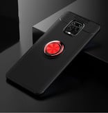 Keysion Xiaomi Redmi 8 Etui z Metalowym Pierścieniem - Auto Focus Odporny na Wstrząsy Pokrowiec Case TPU Czarno-Czerwony + Podpórka