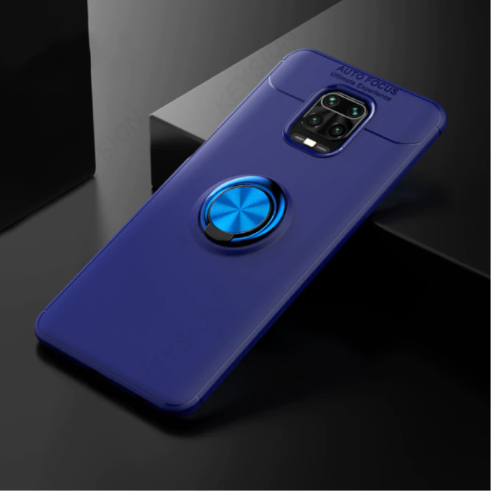 Xiaomi Redmi Note 8 Case with Metal Ring - Auto Focus Shockproof Case Cover Cas TPU Blue + Kickstand